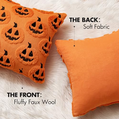 MIULEE Halloween Fall Pumpkin Throw Pillow Covers 18x18 Pack of 2 - Orange Black