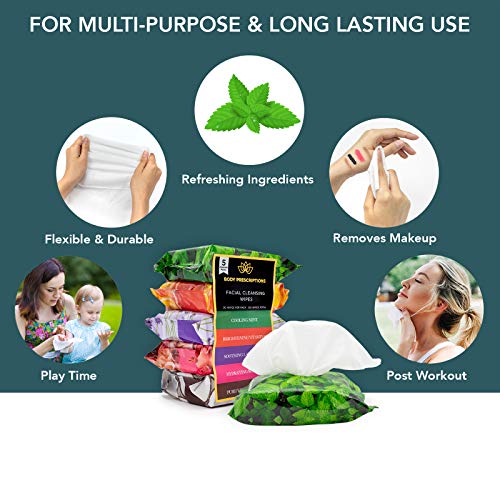 Body Prescriptions Makeup Remover Wipes Bulk Pack - Mint, Rosehip & Vitamin C