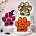 Halloween Pet Paw Print Wooden Table Decor Set - Whimsical Indoor Halloween Decorations