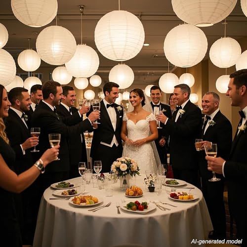 10 Inch White Paper Lanterns with Lights - Pack of 2 Indoor Outdoor Party Decor