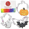 Halloween Cookie Cutter Set of 3 - Ghost, Jack-o-Lantern & Bat - Family Baking Fun