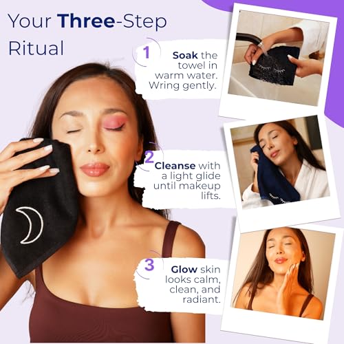 Black Makeup Washcloths Set of 5 - Soft, Durable Face Towels for Makeup Removal