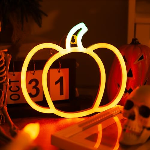 Pumpkin Neon Sign Light - Hang Pumpkin 1 Pack Halloween & Thanksgiving Decor