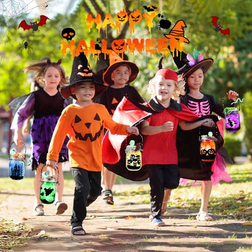 Halloween Mason Jar Craft Kit for Kids - 8 Pack DIY Decorations & Party Favors