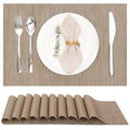 Light Brown Placemats Set of 10 - Large Waterproof Kitchen Dining Table Mats