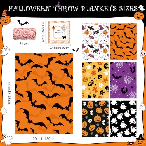 Hahafelt Halloween Throw Blankets 50x60 Inch - Pack of 6, Festive Gift Set