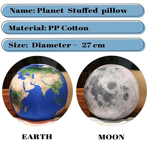 Earth and Moon Plush Pillow Set - 10 Inch Space Plush Toys for Kids & Decor - Variation of THIS Listing