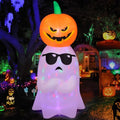 6.2 Ft Halloween Inflatable Ghost with Pumpkin and LEDs Outdoor Yard Decor