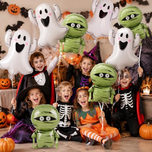 Halloween Ghost Mummy Foil Balloon Set - 8 Pack for Party Decorations
