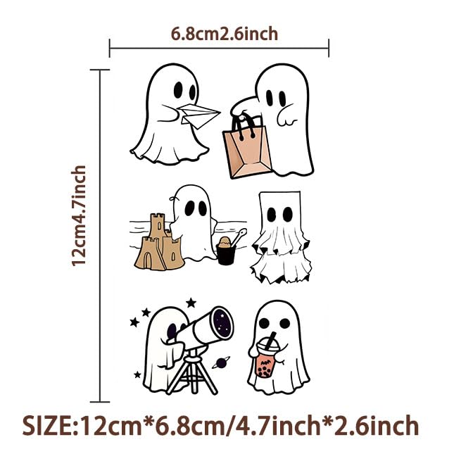White Halloween Ghost Temporary Tattoos for Kids 60pcs Waterproof Stickers