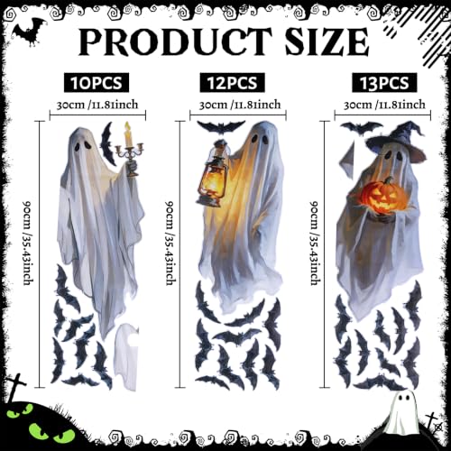 Large Halloween Ghost Window Clings - Creepy Ghost Stickers for Window Decoration