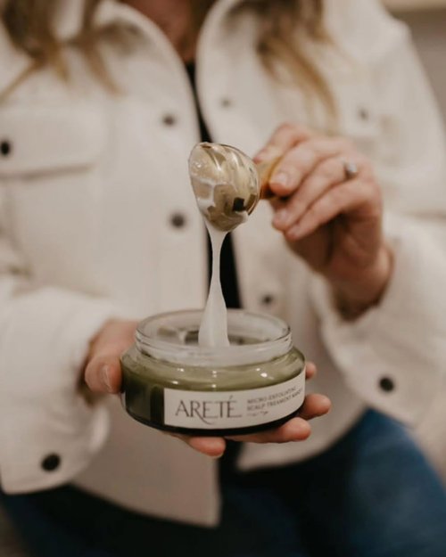 ARETÉ Micro-Exfoliating Scalp Scrub Treatment - Deep Conditioning Hair Mask with Bamboo Extract & Snow Mushroom | 5.3oz