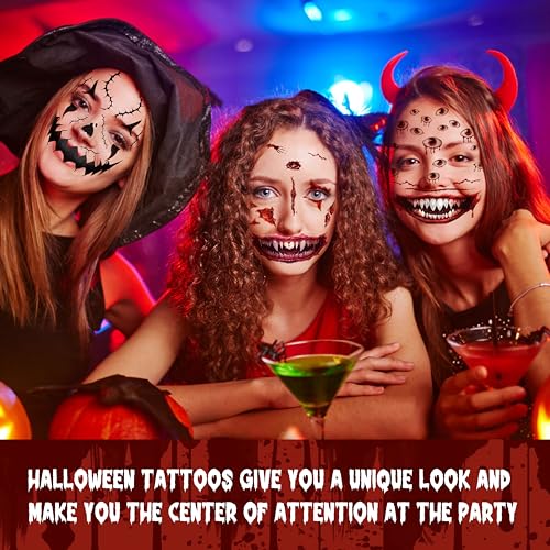 Halloween Face Tattoos Set - Waterproof Fake Scars & Spooky Makeup Stickers