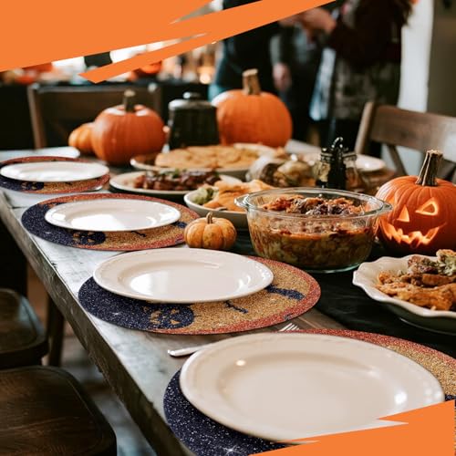 Halloween Round Placemats Set of 4 - Yellow Rhinestone Table Decor