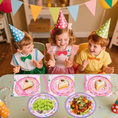 Cat Birthday Party Supplies Set for 25 Guests - Plates, Napkins, Forks & Backdrop