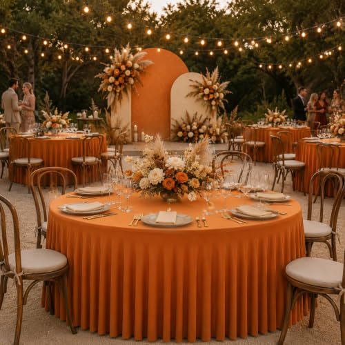 60 Inch Burnt Orange Round Tablecloth for Fall & Holiday Events - Pack of 1
