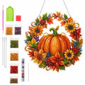 Autumn Pumpkin Diamond Art Kit - DIY Rhinestone Suncatcher for Fall Decor