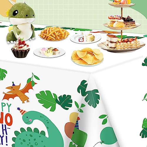 Dinosaur Tablecloth 4 Pack - 86 x 51 Inch Plastic Party Cover for Kids Birthday
