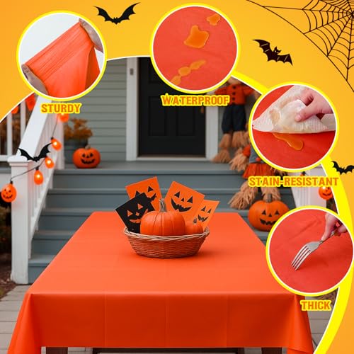 24 Pack Plastic Halloween Tablecloths - Waterproof 54x108 Inch Rectangular Covers - Black, Orange, Pink, Green - Party Supplies