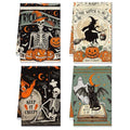 Halloween Kitchen Towels Set - Vintage Skull Pumpkin Witch 16x24 Inches