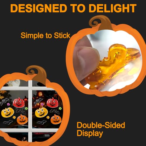 Halloween Window Gel Clings - 6 Sheets Flexible Stickers for Glass, Spooky Decor