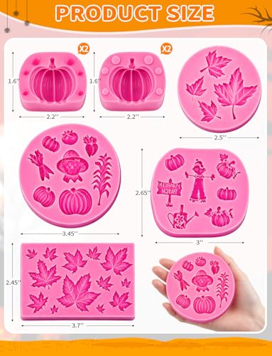 Pumpkin Silicone Mold Set with 3D Pumpkin, Leaves & Mini Figures - Pink Variation