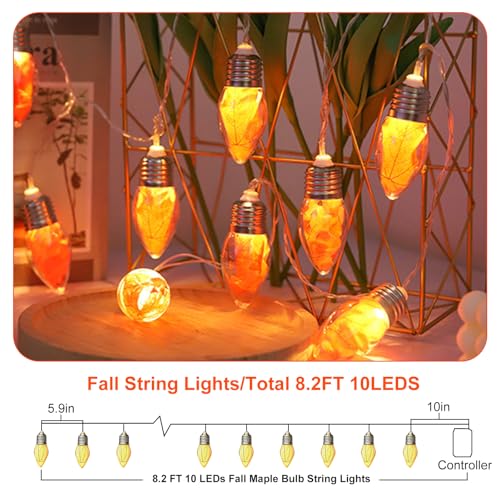 Fall Maple Leaf String Lights 8.2FT 10 LED Battery-Powered Decor - Variation 1