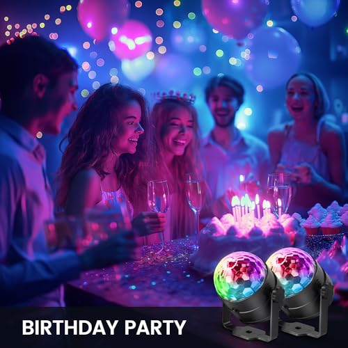 3 Pack Disco Ball Party Lights - Sound Activated LED Stage Lights with 7 Modes & Remote