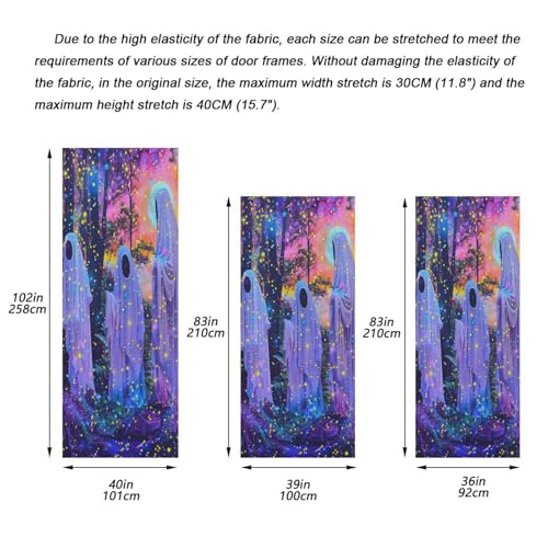 Halloween Ghost Forest Door Cover - Party Decoration, 79x35 Inch, Variation 8