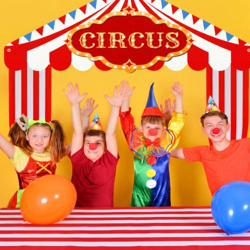 Circus Carnival Party Decorations Set with Red Fringe Curtain and Banners