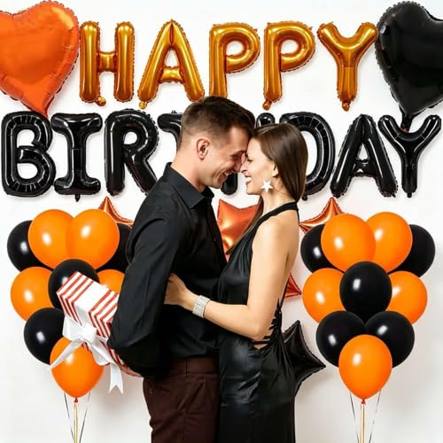 Halloween Party Decorations Balloons Set - Black & Orange, DUFACAI