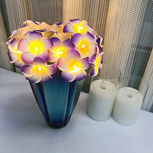 Hawaiian Plumeria String Light - Purple Foam Frangipani Fairy Lights for Garden & Wedding