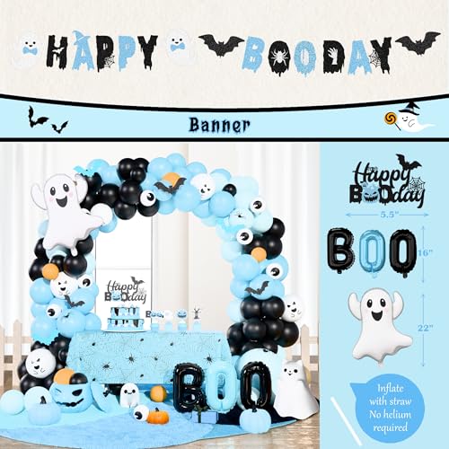 Blue Halloween Boy Party Decorations Balloon Garland Backdrop Banner Set