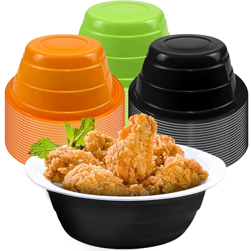 Black Halloween Plastic Bowls Set 23 oz Disposable Party Snack Cups