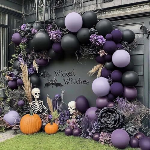 Black Purple Balloon Arch Kit Double Stuffed Dark Purple & Black Halloween Party Decorations – Variation of THIS listing