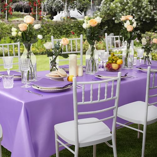 Light Purple Satin Table Cover - 60 x 120 Inches, Pack of 6 - Rectangular