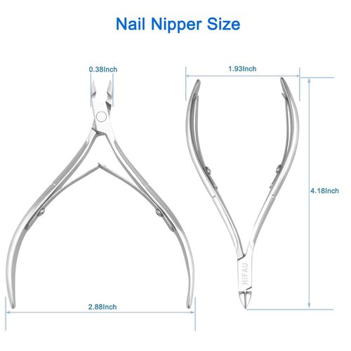 HIFAU Professional Cuticle Nippers Set, Stainless Steel Manicure Kit - Cuticle Nipper, Cuticle Pusher & Cutter, Triangle Nail Polish Remove Tool & Cuticle Trimmer, Nail File, Nail Lifter, Home & Salon