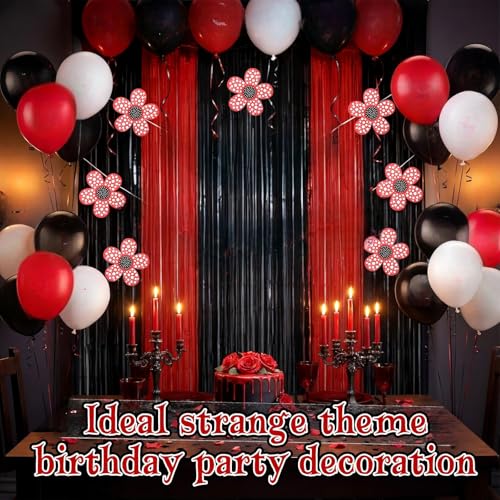Black and Red Foil Fringe Curtain Backdrop for Halloween Party Decorations - 2 Pcs