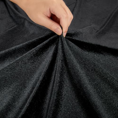 Rectangular Velvet Tablecloth 60x120 Inches - Black, Ruffled, Elegant Party Decor