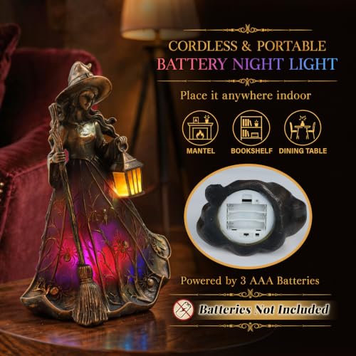 Color-Changing Witch Lamp with Multi-Color Cycle - Halloween Indoor Night Light