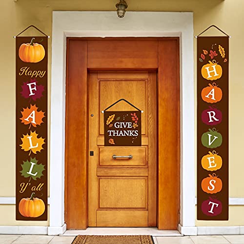 Reversible Fall Halloween Porch Banner - 71 Inch Outdoor Decor with Black and Brown Variation