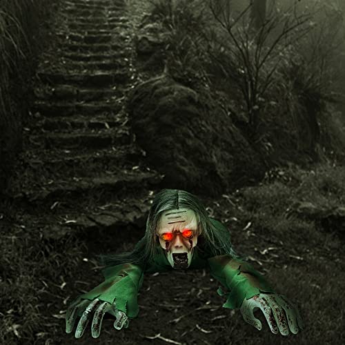 Halloween Creepy Crawling Ghost Yard Decoration with Glowing Eyes and Sound - 43 Inch