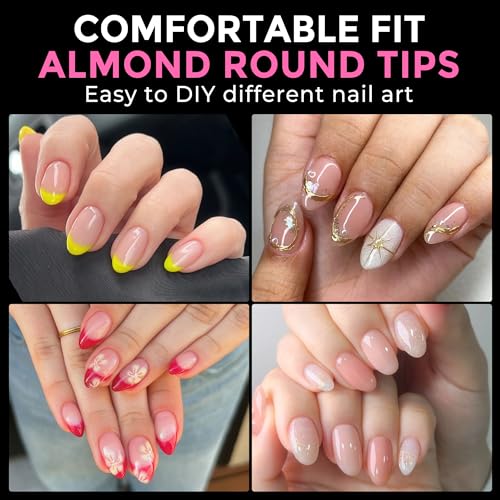 Short Oval Almond Nail Tips - 216pcs, 12 Sizes, Clear Soft Gel Tips, Variation of THIS listing