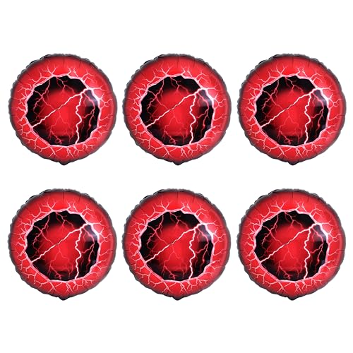 Upside Down Red Portal Eyeball Balloons for Stranger Things Party - Creepy Lightning Design, 6 Pack