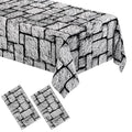2 Pack Stone Wall Tablecloths - Medieval Brick Stone Plastic Table Cover for Halloween & Parties Variation of Stone / 2 Pack