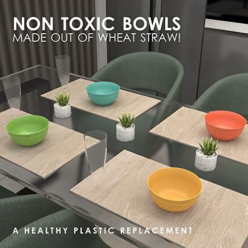 Multicolor 60 oz Unbreakable Wheat Straw Bowls Set - Microwave Safe Serving & Salad Bowls