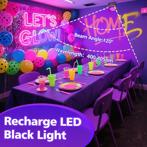 Rechargeable LED Black Lights - 2 Pack Portable Blacklight with 2 Modes