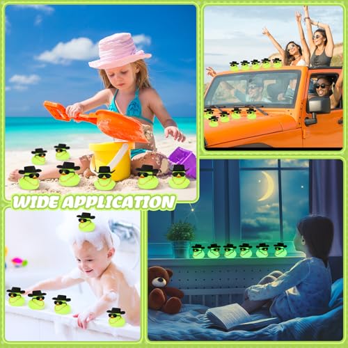 Rubber Duck Bath Toy Set with Mini Hat Sunglasses Necklace - Green 48 Pcs