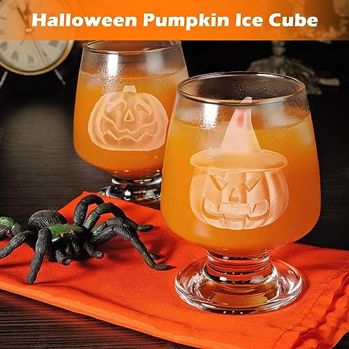 Halloween Pumpkin Ice Cube Mold Silicone 3D Jack O Lantern for Whiskey Cocktails