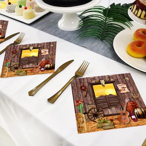50-Pack Western Cowboy Party Supplies Plates and Napkins for Cowboy Theme Events